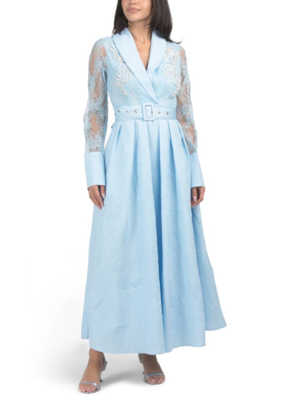 DALIA MACPHEE Long Sleeve Lace Top Gown